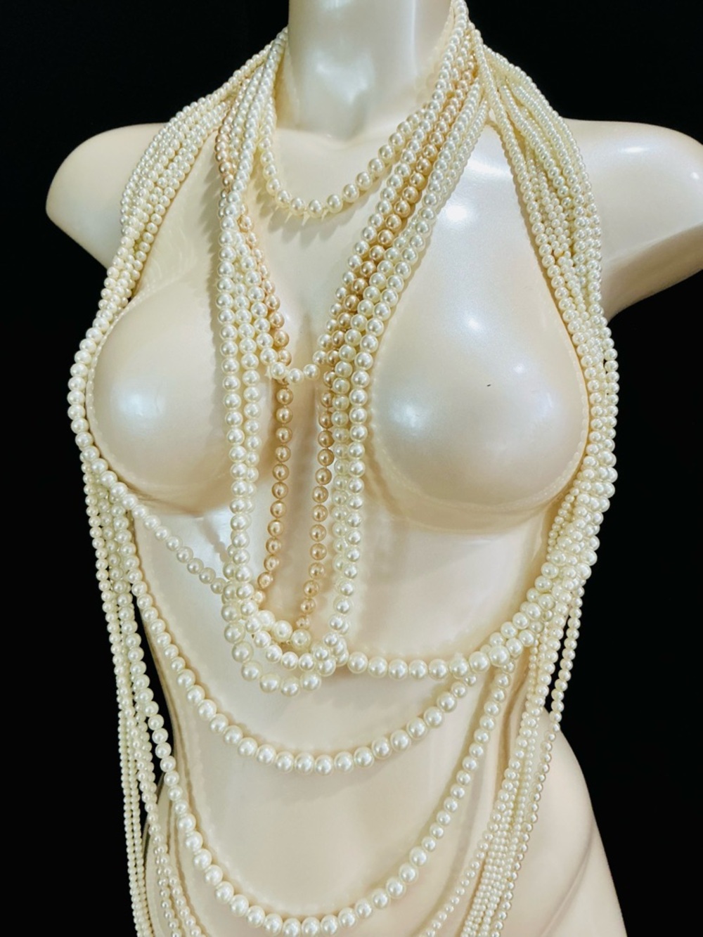 Layered Cream & White Faux Contemporary & VTG MIX Pearl Multi-Strand Necklace’s